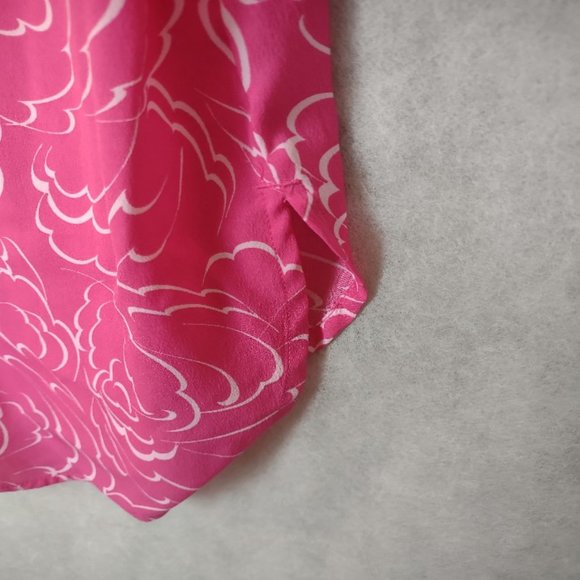 Attention Button Down Blouse Pink White Size Medium Long Sleeve EUC - Picture 10 of 11